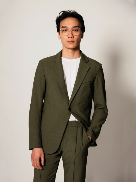 Forma Jacket 2 in Olive Seersucker | Versatility by SENECA